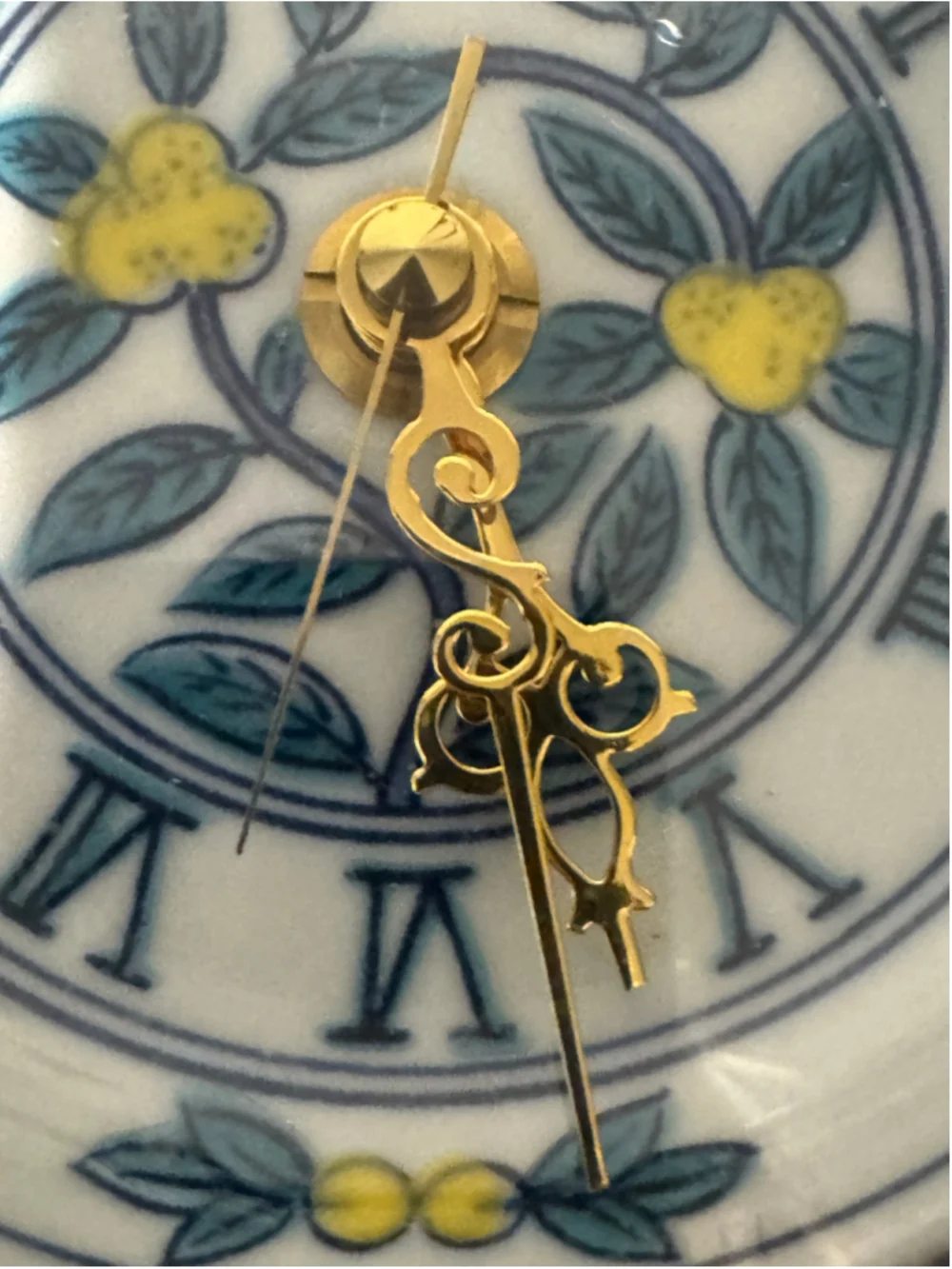 Unbranded Decorative Porcelain Painted Table Clock Black Blue & Gold